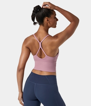Halara In My Feels Backless Crisscross Cut Out Cropped Cami Women's Tops Pink Lavender | YKEIABV-62