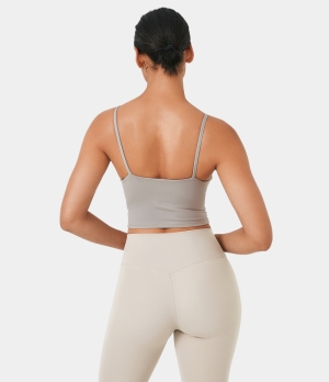 Halara In My Feels Basic Padded Workout Cropped Tank Women's Tops Dove | DKZPXTH-30