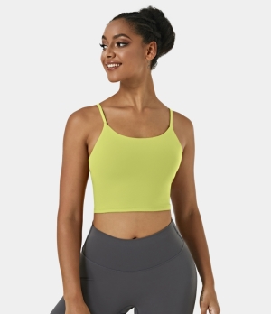 Halara In My Feels Basic Padded Workout Cropped Tank Women's Tops Shadow Lime | ELBUGRX-65