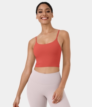 Halara In My Feels Basic Padded Workout Cropped Tank Women's Tops Deep Sea Coral | GFHQACT-32