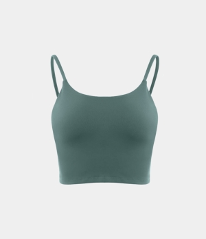Halara In My Feels Basic Padded Workout Cropped Tank Women's Tops Blue Spruce | GTFSOHQ-67