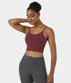 Halara In My Feels Basic Padded Workout Cropped Tank Women's Tops Cordovan | HLGBFTW-62