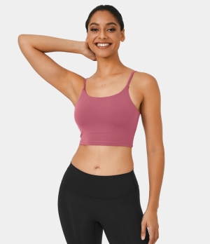 Halara In My Feels Basic Padded Workout Cropped Tank Women's Tops Rouge | JKNBOZG-79