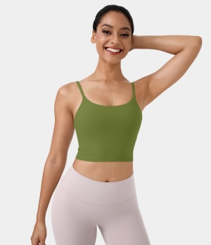 Halara In My Feels Basic Padded Workout Cropped Tank Women's Tops Peridot | PQLKVIG-50