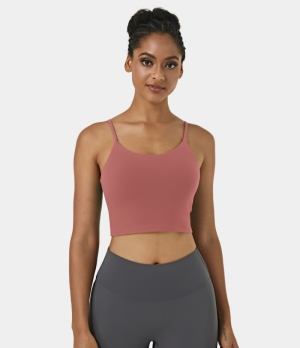 Halara In My Feels Basic Padded Workout Cropped Tank Women's Tops Dusty Rose | ZRLXJDS-29