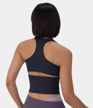 Halara In My Feels Cloudful® U Neck Racerback Cut Out Yoga Tank Women's Tops Midnight Sail | CTPNSGW-60