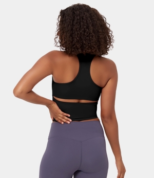 Halara In My Feels Cloudful® U Neck Racerback Cut Out Yoga Tank Women's Tops Black | WFBUPZV-27