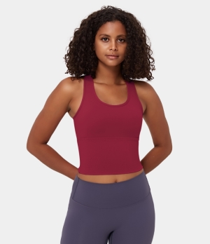 Halara In My Feels Cloudful® U Neck Racerback Cut Out Yoga Tank Women's Tops Red Dahlia | YLIUDFK-18