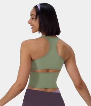 Halara In My Feels Cloudful® U Neck Racerback Cut Out Yoga Tank Women's Tops Loden Frost | YOQUAEM-15