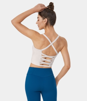 Halara In My Feels Crisscross Backless Cropped Yoga Tank Women's Tops Almost Mauve | CVMZWAR-54