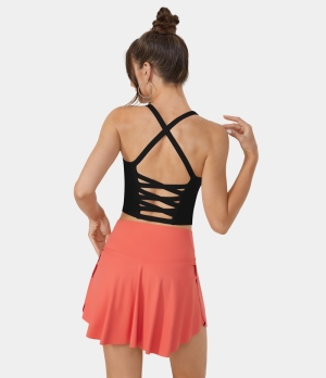 Halara In My Feels Crisscross Backless Cropped Yoga Tank Women's Tops Black | ZEATHJN-36