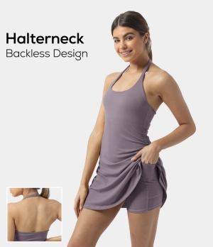 Halara In My Feels Everyday Cloudful® 2-in-1 Activity-Laugh Women's Dress Purple Sage | 657413-TMV