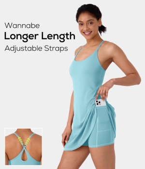 Halara In My Feels Everyday Cloudful® 2-in-1 Flare Activity-Wannabe-Longer Length & Adjustable Straps Women's Dress Waterspout | 954312-SPK