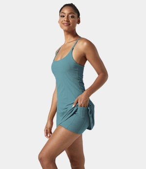 Halara In My Feels Everyday Cloudful® Air 2-in-1 Activity-Euphoria Air Women's Dress Arctic | 174298-OMP