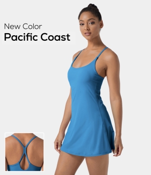 Halara In My Feels Everyday Cloudful® Air 2-in-1 Activity-Euphoria Air Women's Dress Pacific Coast | 234819-WDB
