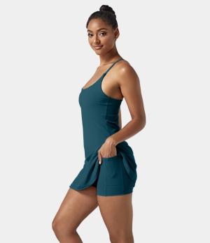 Halara In My Feels Everyday Cloudful® Air 2-in-1 Activity-Euphoria Air Women's Dress Legion Blue | 610254-RGF