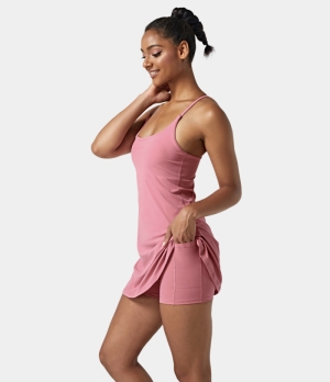 Halara In My Feels Everyday Cloudful® Air 2-in-1 Activity-Euphoria Air Women's Dress Pink Dolphin | 623017-OYE