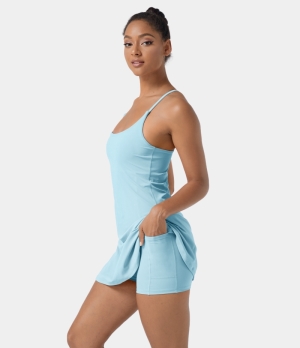 Halara In My Feels Everyday Cloudful® Air 2-in-1 Activity-Euphoria Air Women's Dress Spun Sugar | 643785-RWY