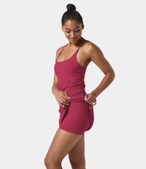 Halara In My Feels Everyday Cloudful® Air 2-in-1 Activity-Euphoria Air Women's Dress Rhododendron | 658974-QPD