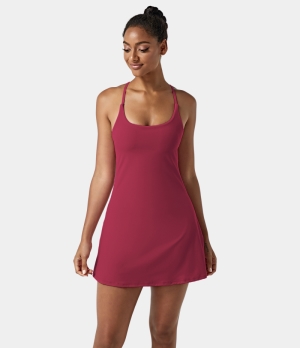 Halara In My Feels Everyday Cloudful® Air 2-in-1 Activity-Euphoria Air Women's Dress Rhododendron | 903748-NBC