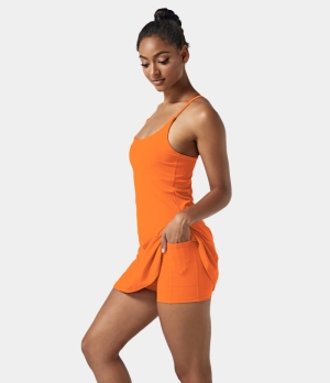 Halara In My Feels Everyday Cloudful® Air 2-in-1 Activity-Euphoria Air Women's Dress Vibrant Orange | 971836-SPL