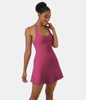 Halara In My Feels Everyday Cloudful® Backless 2-in-1 Activity-Laugh Women's Dress Cactus Flower | 907436-OWH