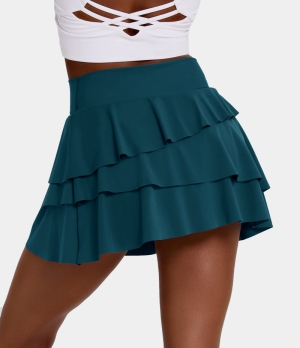 Halara In My Feels Everyday High Waisted 2-in-1 Tennis-Truffle Women's Skirts Deep Prussian Blue | 392618-WQT