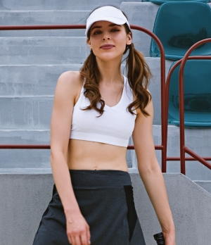 Halara In My Feels Medium Support Backless Crisscross Running Sports Bra Women's Tops White | NGSDUOF-15