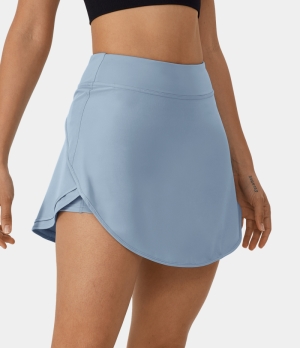Halara Inside Drawstring Pocket Dolphin Hem 2-in-1 Mini Tennis Women's Skirts Light Baby Blue | 243790-XDM