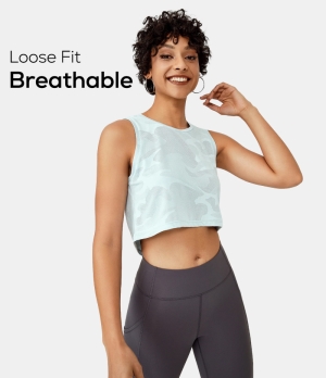 Halara Loose Camo Cropped Tank Women's Tops Mint Green | FWOYVBD-82