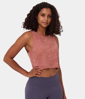 Halara Loose Camo Cropped Tank Women's Tops watermelon pink | GXFJNKE-62