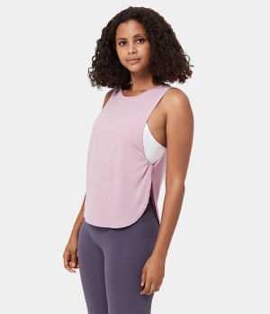 Halara Loose Side Twisted Sleeveless Women's Tops Ballerina Pink | OJCSYPT-17