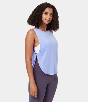 Halara Loose Side Twisted Sleeveless Women's Tops Light Baby Blue | SXTCHDV-12