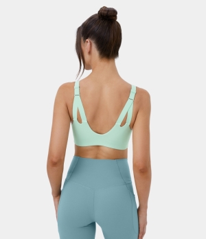 Halara Low Support Adjustable Strap Cut Out Yoga Sports Bra Women's Tops Seafoam | SGAPUQT-04