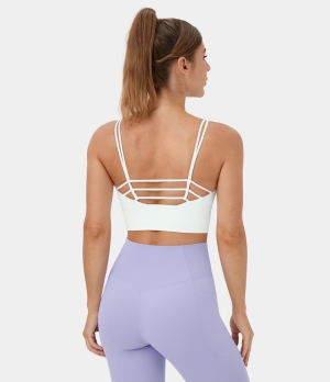 Halara Low Support Backless Cut Out Yoga Sports Bra Women's Tops White | JDSRPFI-23