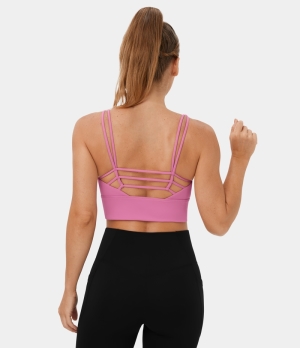 Halara Low Support Backless Cut Out Yoga Sports Bra Women's Tops Wild Orchid | KABOLCI-61