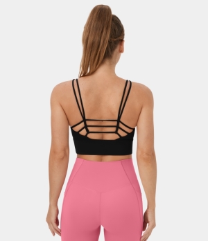 Halara Low Support Backless Cut Out Yoga Sports Bra Women's Tops Black | UPIXWAC-39