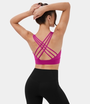 Halara Low Support Crisscross Backless Yoga Sports Bra Women's Tops Vivacious | UWHYFTR-95