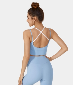 Halara Low Support Double Straps Backless Crisscross Barre Ballet Dance Sports Bra Women's Tops Angel Falls | UKSHFOA-10