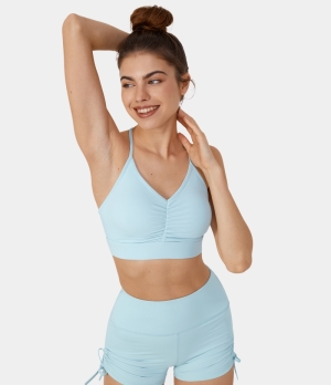 Halara Low Support Ruched Racerback Yoga Sports Bra Women's Tops Cooling Spray | JQBDPIS-15