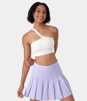 Halara Low Support Single Strap Ribbed Yoga Sports Bra Women's Tops White | KCIFTSP-75