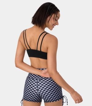 Halara Low Support U Neck Double Straps Yoga Sports Bra Women's Tops Black | PYAUQHI-63