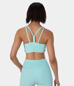 Halara Low Support Y Back Contrast Mesh Yoga Sports Bra Women's Tops Spa Retreat | RQZGFBA-79