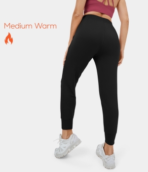 Halara Marshmallogy High Waisted Side Pocket Fleece Casual Women's Jogger Black | 058462-OSV