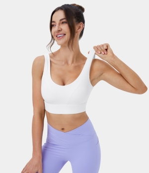 Halara Medium Support Backless Adjustable Buckle Running Sports Bra Women's Tops White | CUNPIRL-23