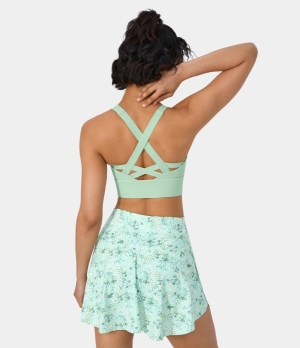 Halara Medium Support Backless Crisscross Training Sports Bra Women's Tops Almost Aqua | ORAYCLP-57