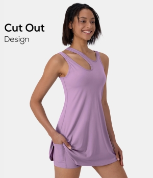 Halara Medium Support Cut Out Backless 2-Piece Mini Tennis Women's Dress Violet Tulle | 687591-HDO