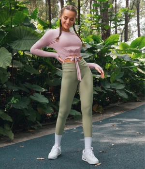 Halara Mid Rise Butt Lifting Crossover Ruched Women's Leggings Spring Green | 467258-PNF