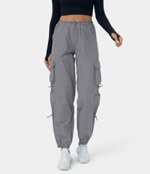 Halara Mid Rise Drawstring Multi Pockets Casual Cargo Women's Jogger Grey | 325617-IRH