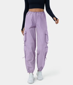 Halara Mid Rise Drawstring Multi Pockets Casual Cargo Women's Jogger Viola | 365702-WNT